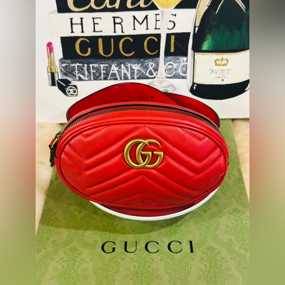 💎GUCCI GG MARMONT Quilted Belt Bag RANK A Size 85-34 Full Inclusion - Picture 7 of 16